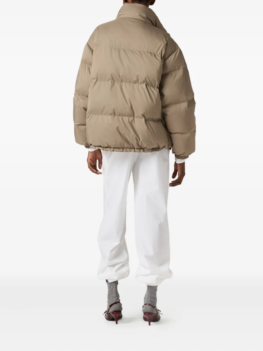 Miu Gewatteerd jack met ringkraag Beige