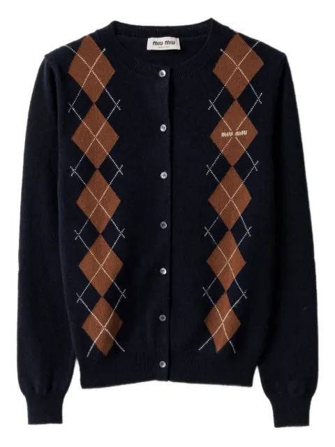 Miu Miu argyle intarsia-knit cardigan