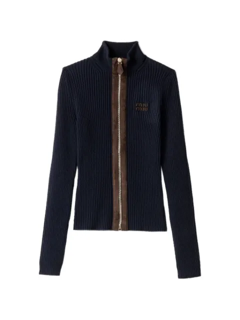 Miu Miu — cashmere and leather zipper cardigan