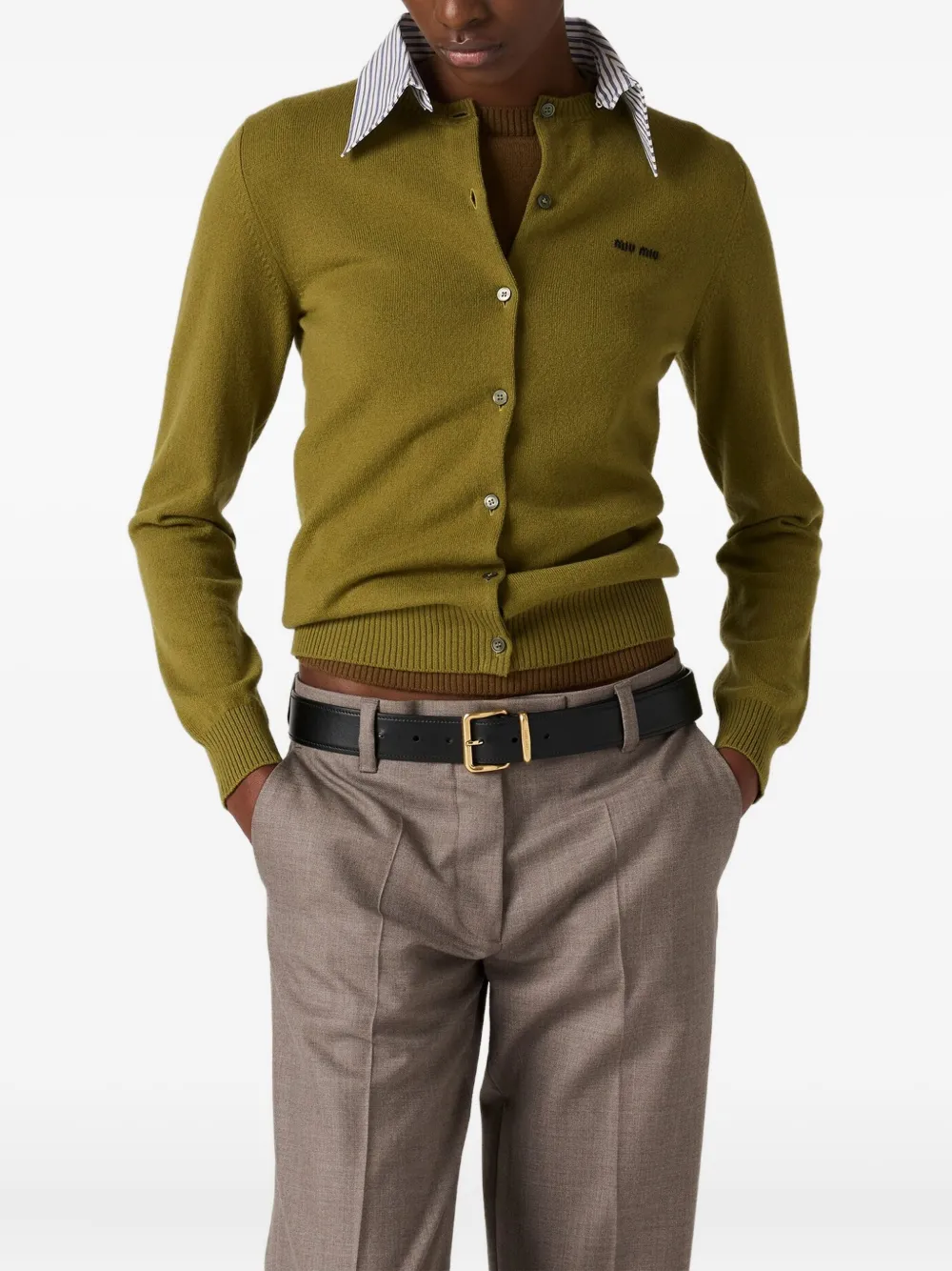 Miu Vest met afneembare kraag Groen