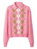 Miu Miu argyle intarsia-knit half-zip sweater - Pink