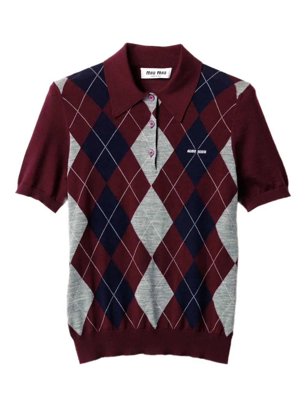 Miu Miu Argyle Intarsia-knit Sweater In Red