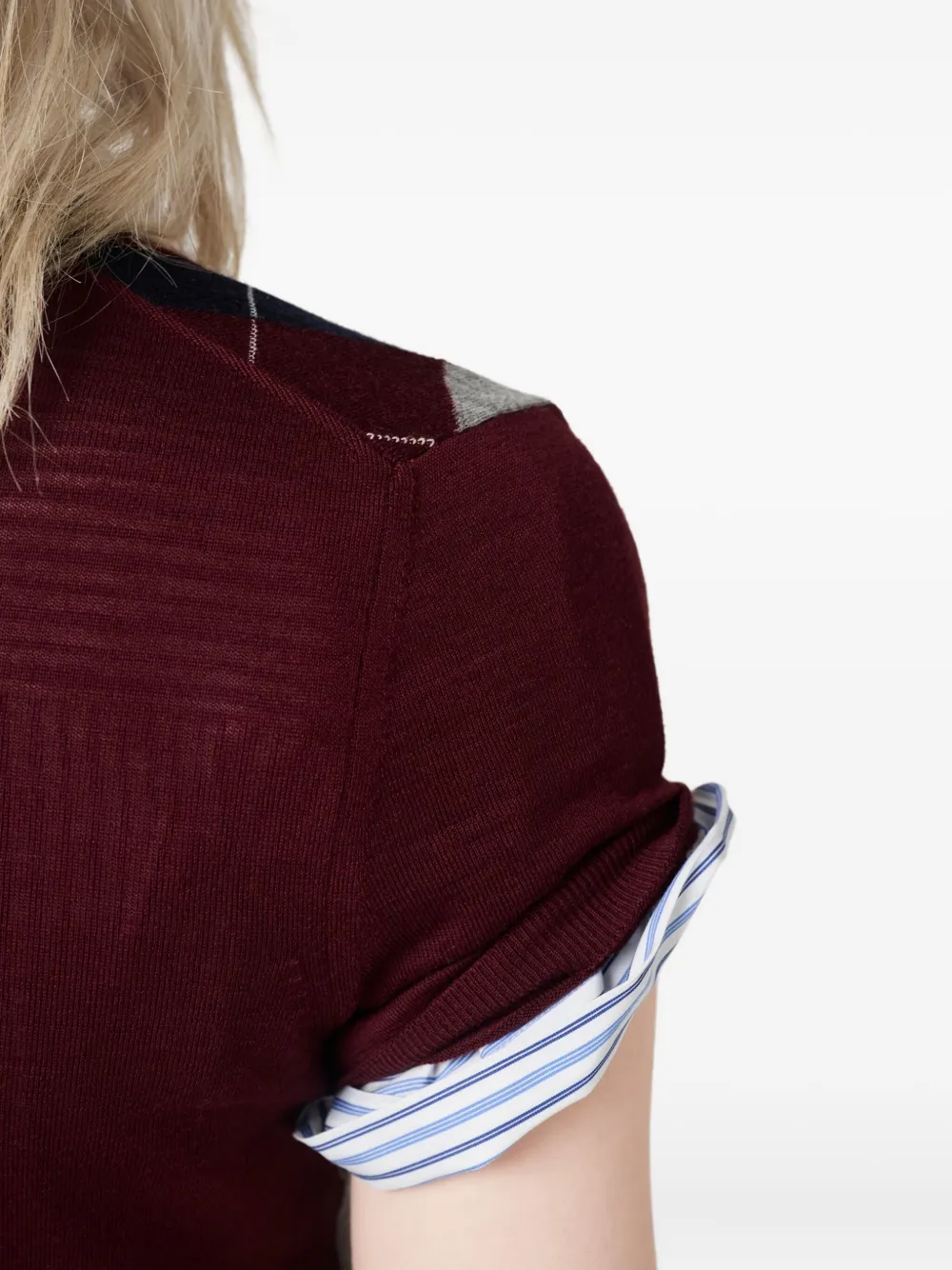 Miu Genbreide trui met argyle intarsia Rood