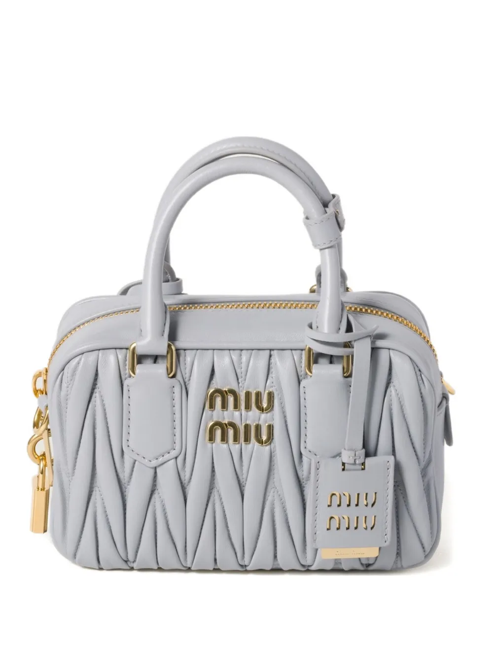Miu Miu Arcadie Matelassé Leather Bag In Gray