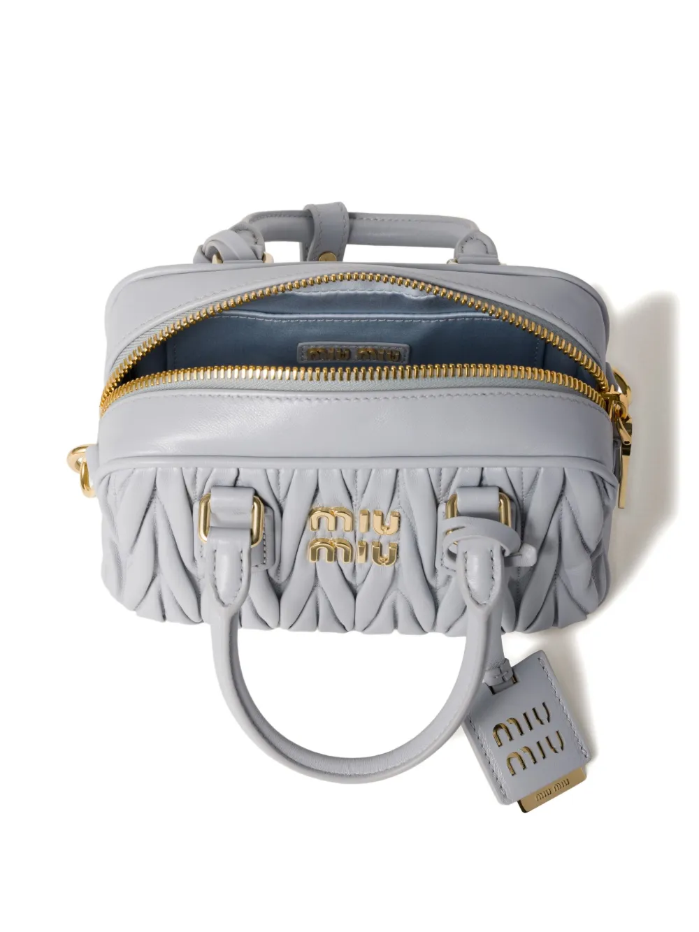Miu Arcadie matelassé leren bucket-tas Grijs