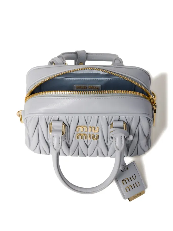 Miu Miu Arcadie Matelassé Leather Bag | Grey | FARFETCH