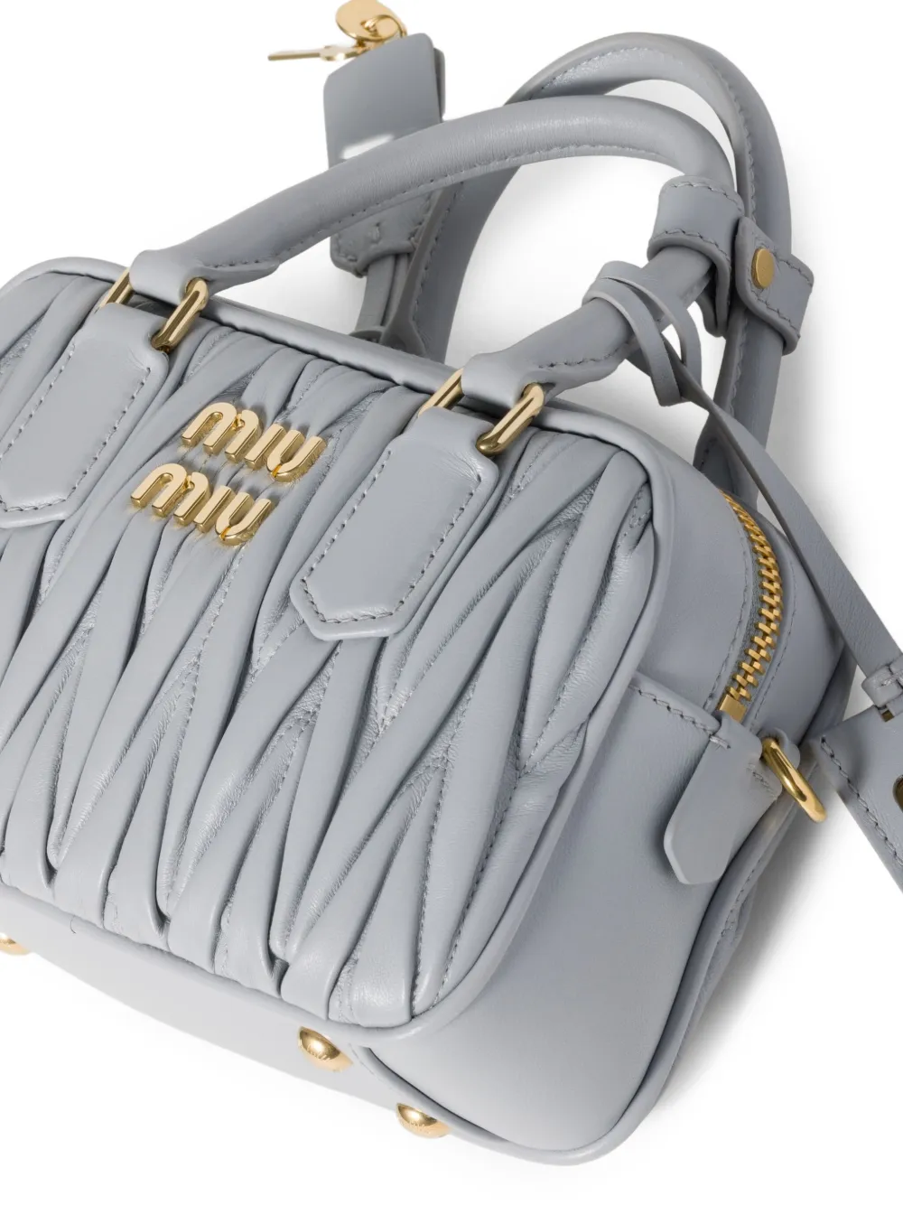 Miu Arcadie matelassé leren bucket-tas Grijs