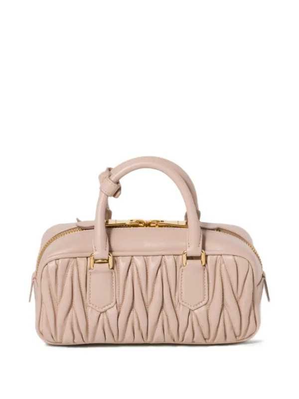Miu Miu Arcadie Matelassé Leather Tote Bag | Pink | FARFETCH
