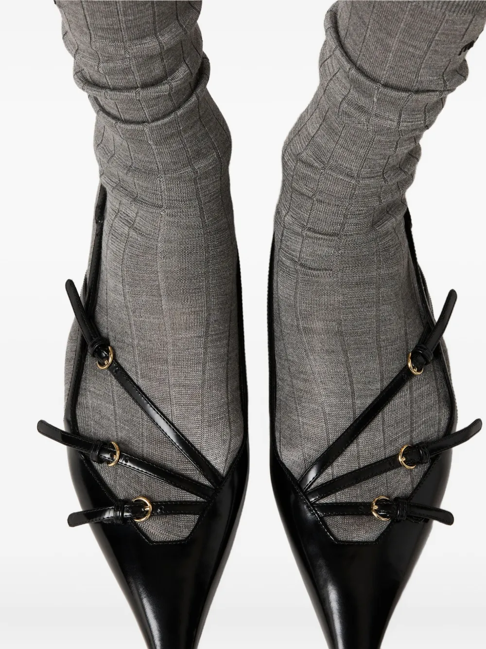 Miu buckled slingback flat pumps Black