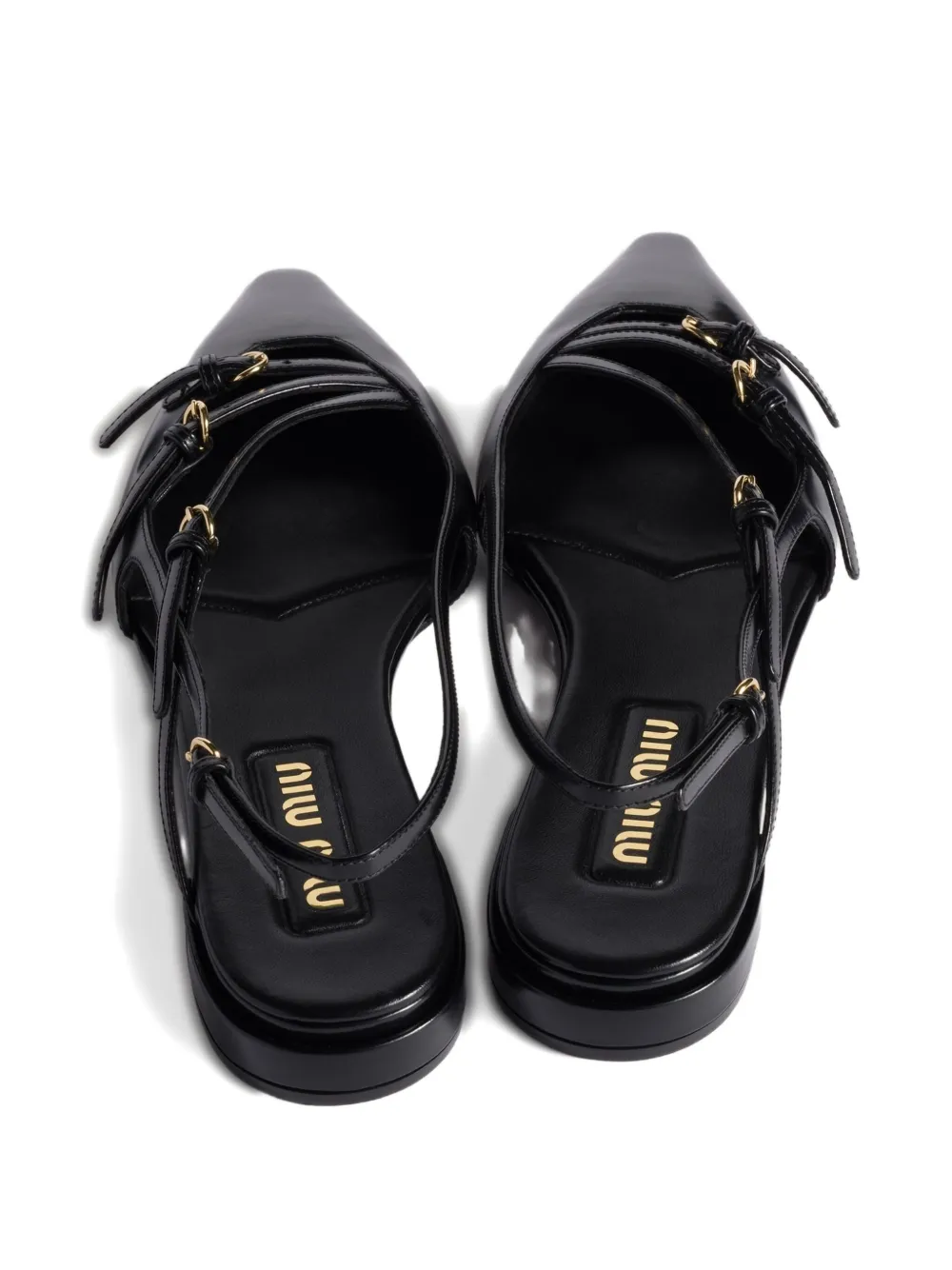 Miu buckled slingback flat pumps Black