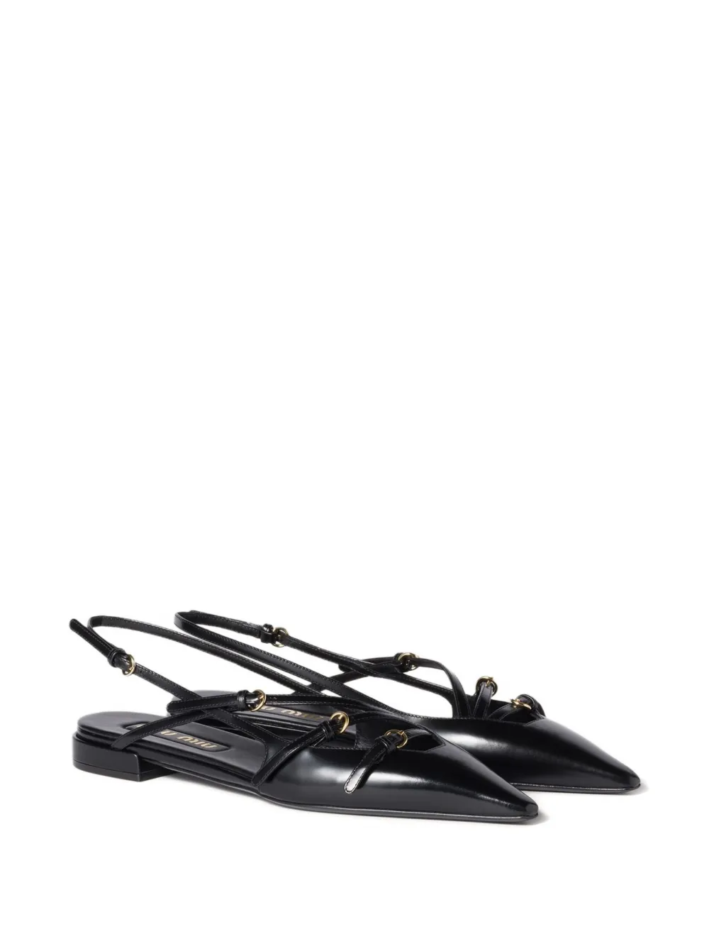 Miu buckled slingback flat pumps Black
