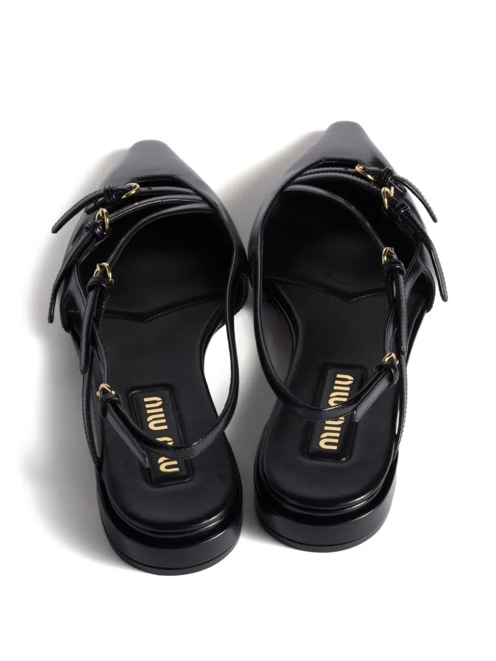 Miu buckled slingback flat pumps Black