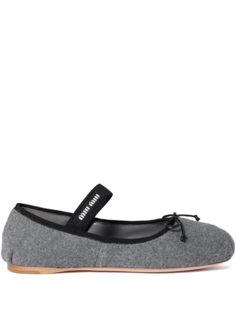 Miu Miu bow-embellished elastic-strap ballet flats