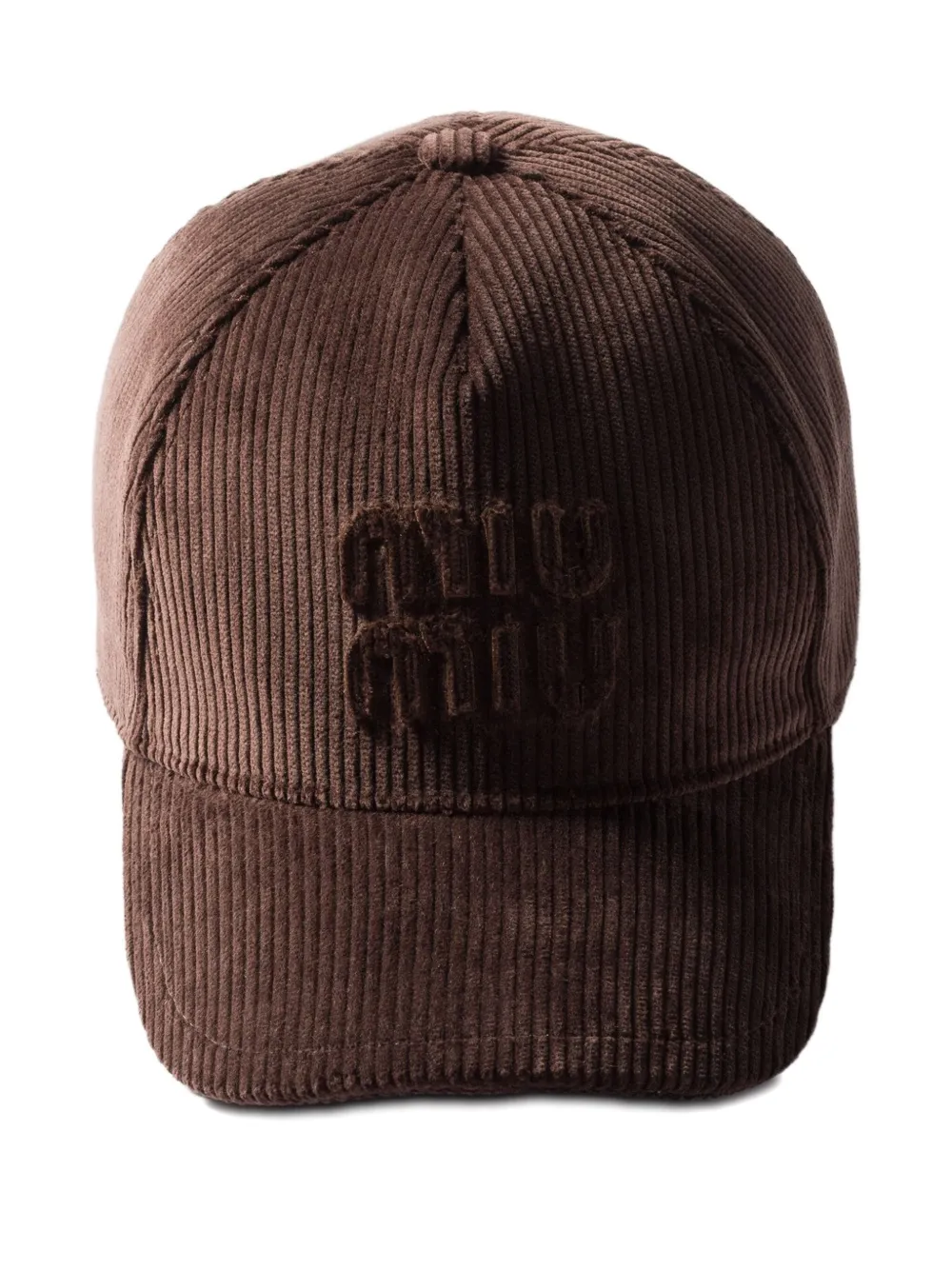 Miu Miu logo-patch corduroy baseball cap | Brown | Image 1