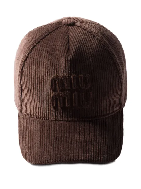 Miu Miu logo-patch corduroy baseball cap