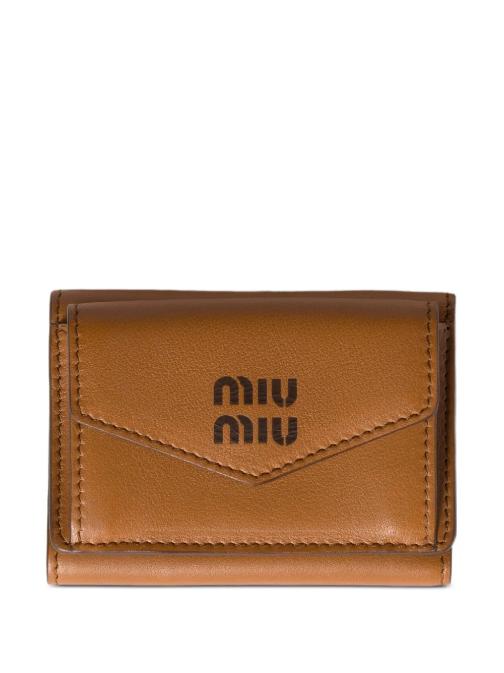 Miu Miu Logo-debossed Leather Wallet In Brown