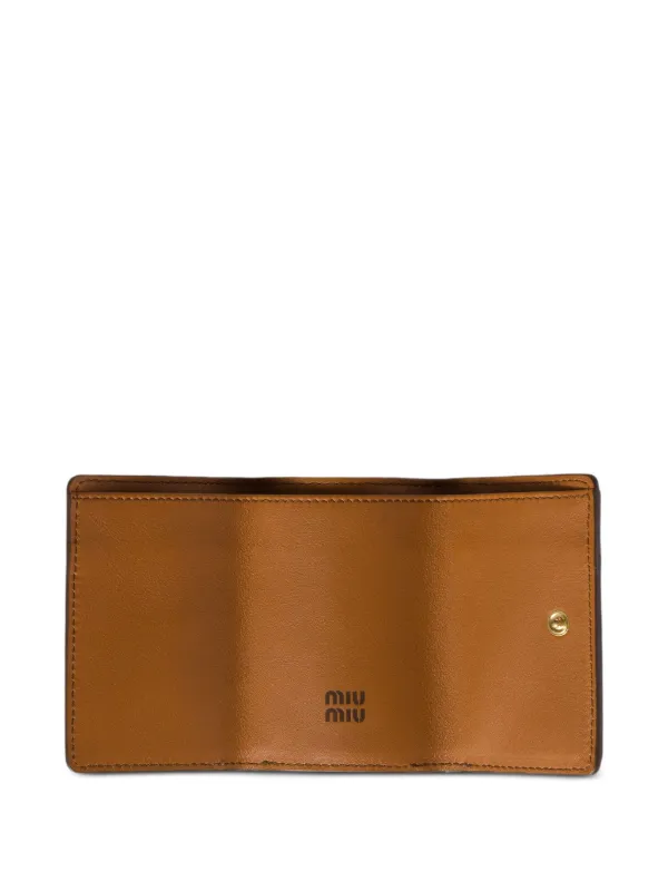 Miu Miu Small logo-debossed Leather Wallet | Brown | FARFETCH