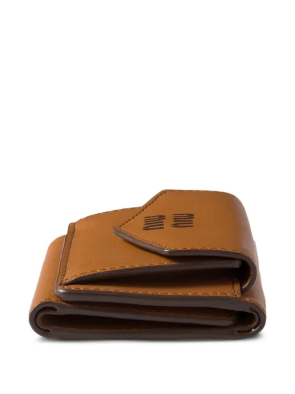 小物 MIU MIU Brown Leather Wallet Miu Miu logo-debossed Leather Wallet | Brown | FARFETCH ZA
