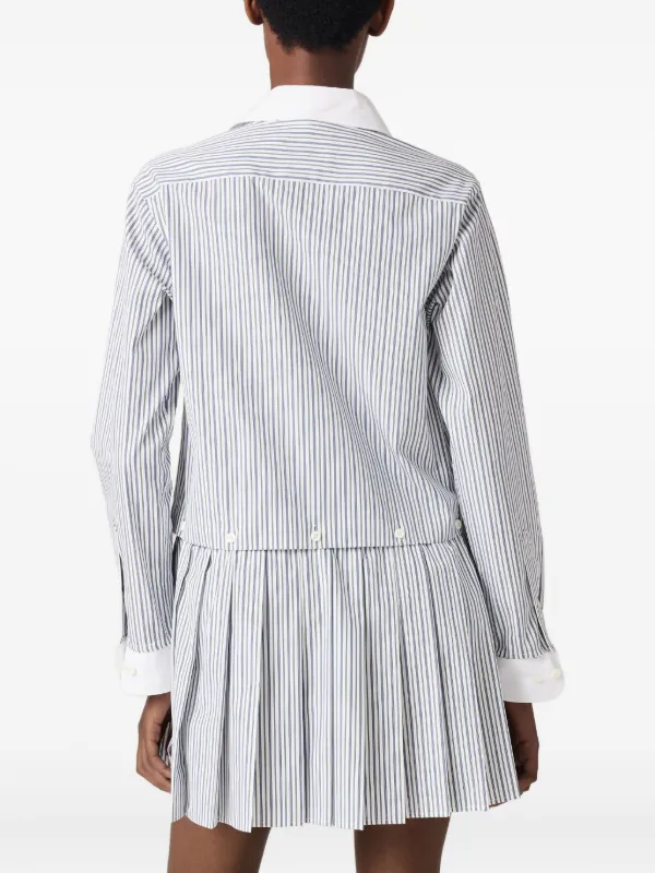 スカート MiuMiu Pleated dress Miu Miu Pleated Striped Mini Shirt Dress | White | FARFETCH