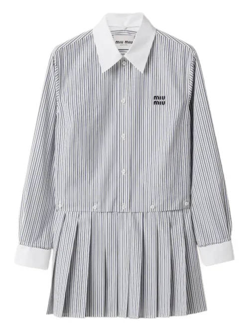 Robe-chemise rayée à design plissé - Miu Miu - Modalova