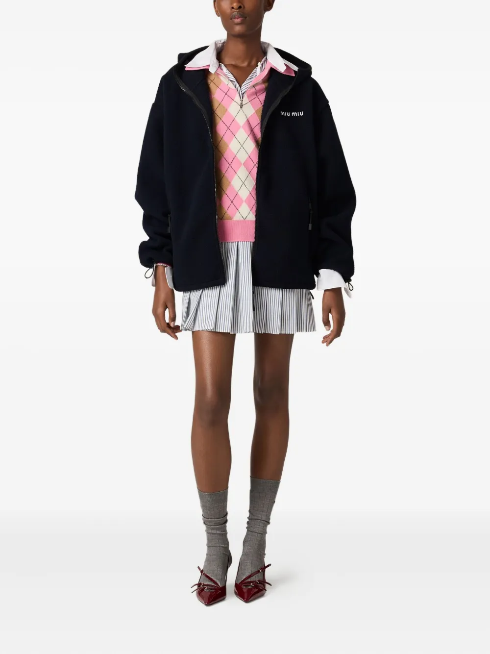Miu Miu cotton fleece zip-front hoodie | Hoodies | Image 2