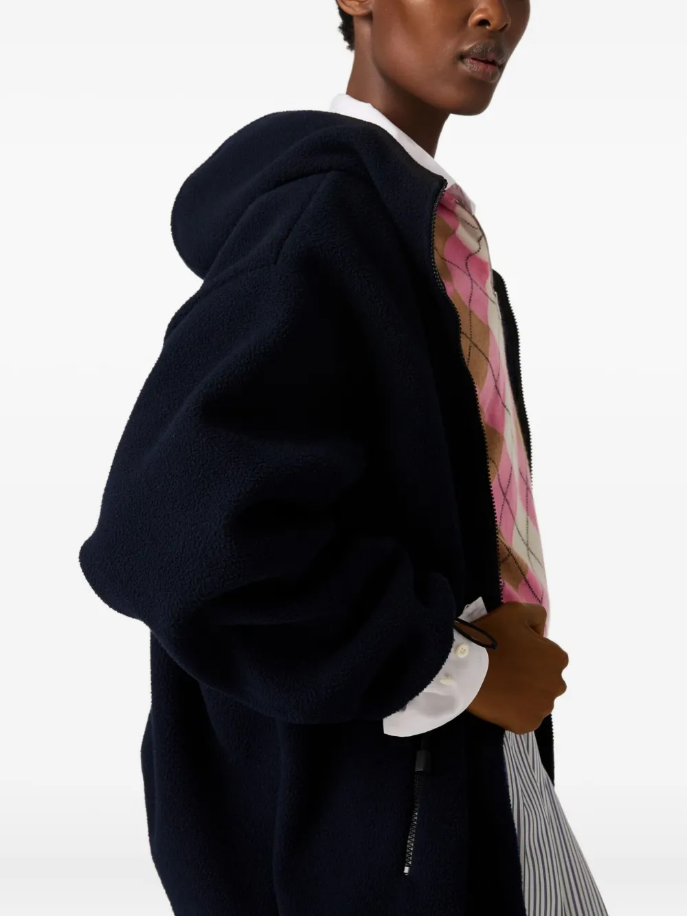 Miu Katoenen fleece hoodie met rits Blauw
