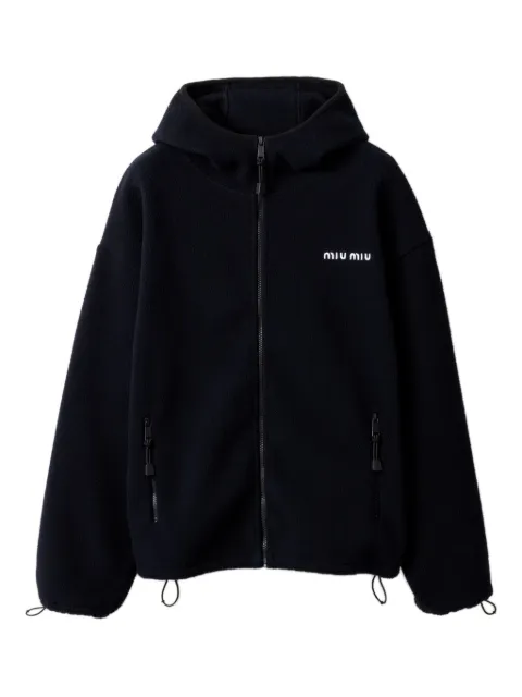 Miu Miu cotton fleece zip-front hoodie