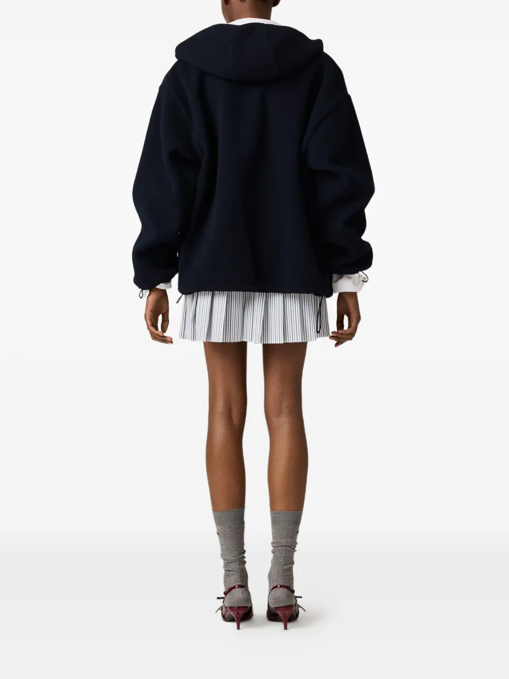 Miu Katoenen fleece hoodie met rits Blauw