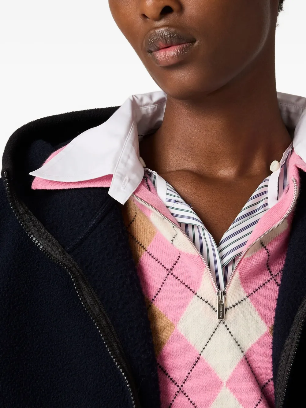 Miu Katoenen fleece hoodie met rits Blauw