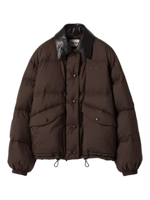 Miu Miu leather-collar puffer jacket