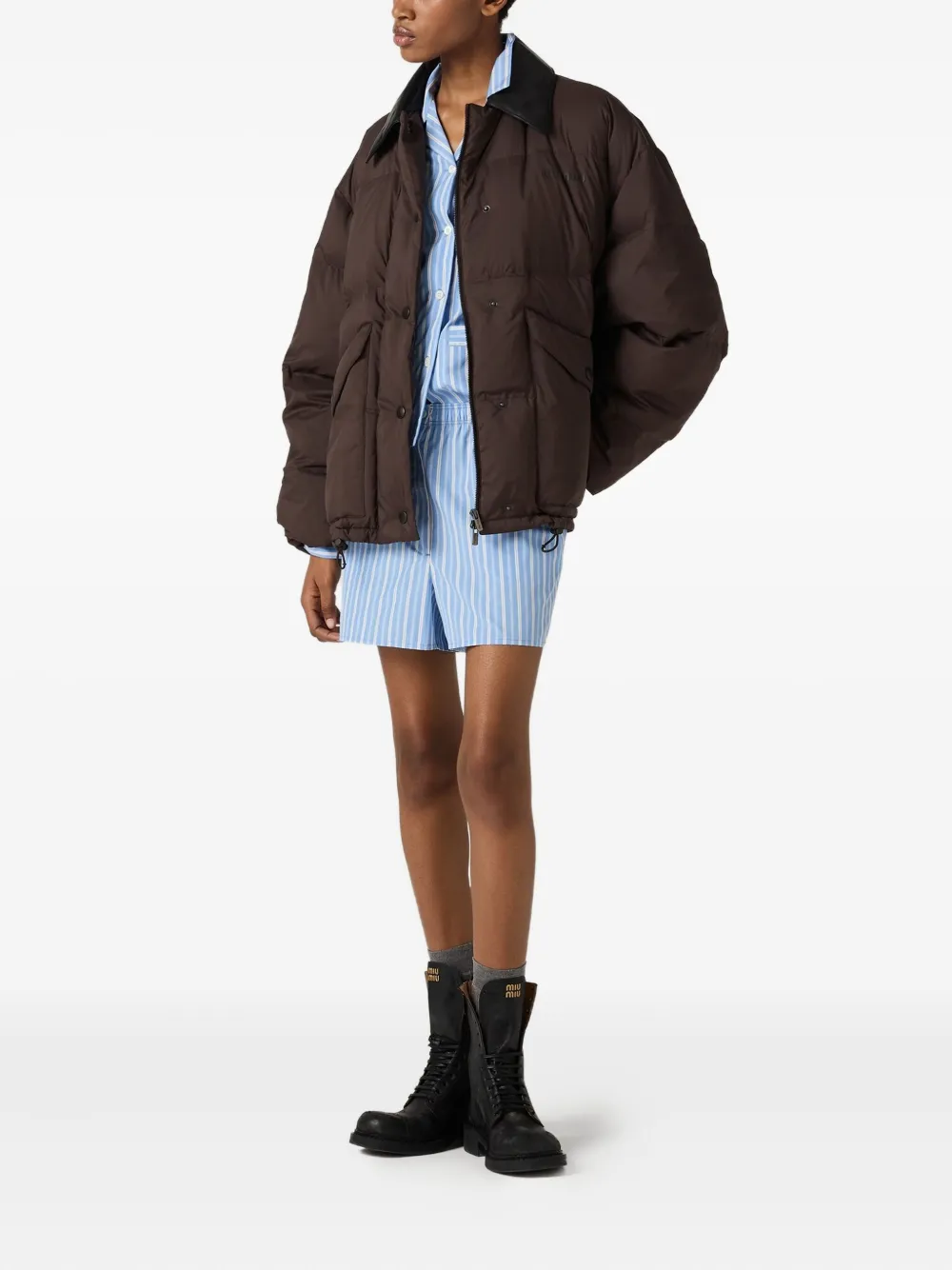 Miu Miu doudoune à col en cuir | Doudounes | Image 2