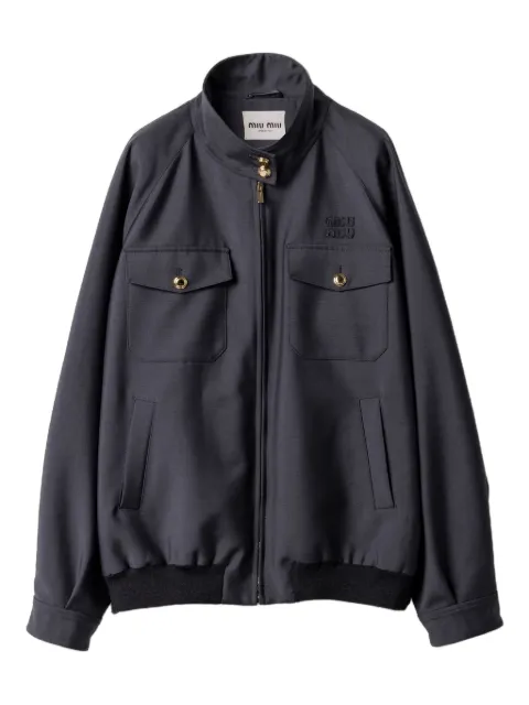 Miu Miu embroidered logo ribbed-knit jacket