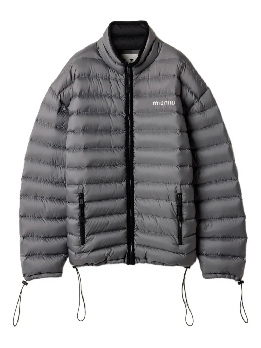 Miu Miu drawstring-cuff padded jacket | Grey | Image 1