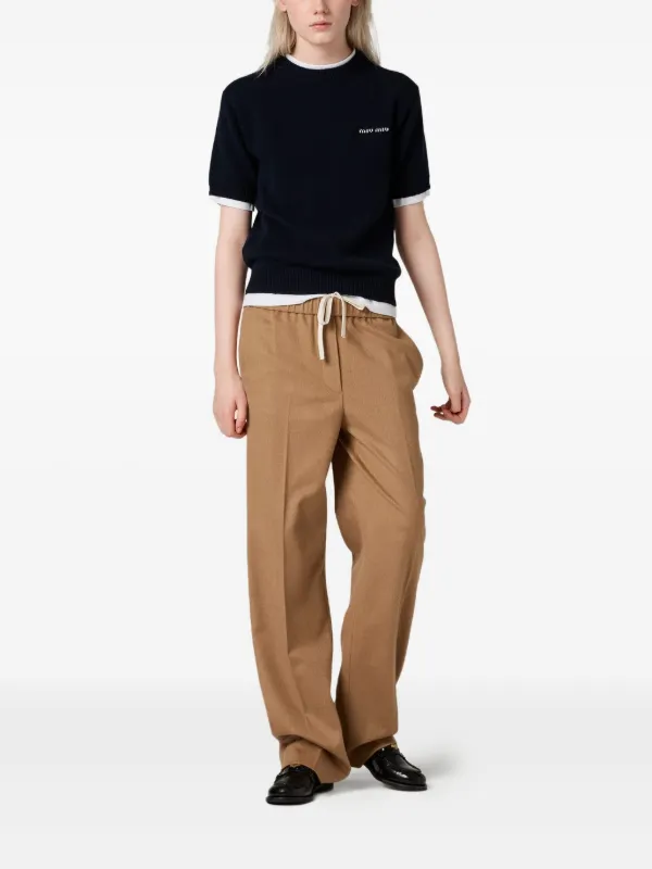 Miu Miu short-sleeve crew-neck T-shirt | Blue | FARFETCH CA