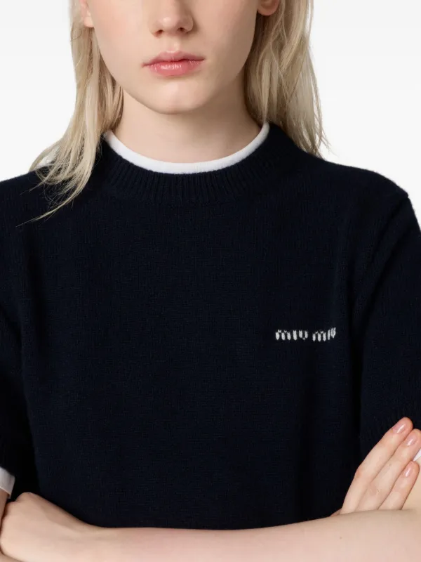 Miu Miu short-sleeve crew-neck T-shirt | Blue | FARFETCH