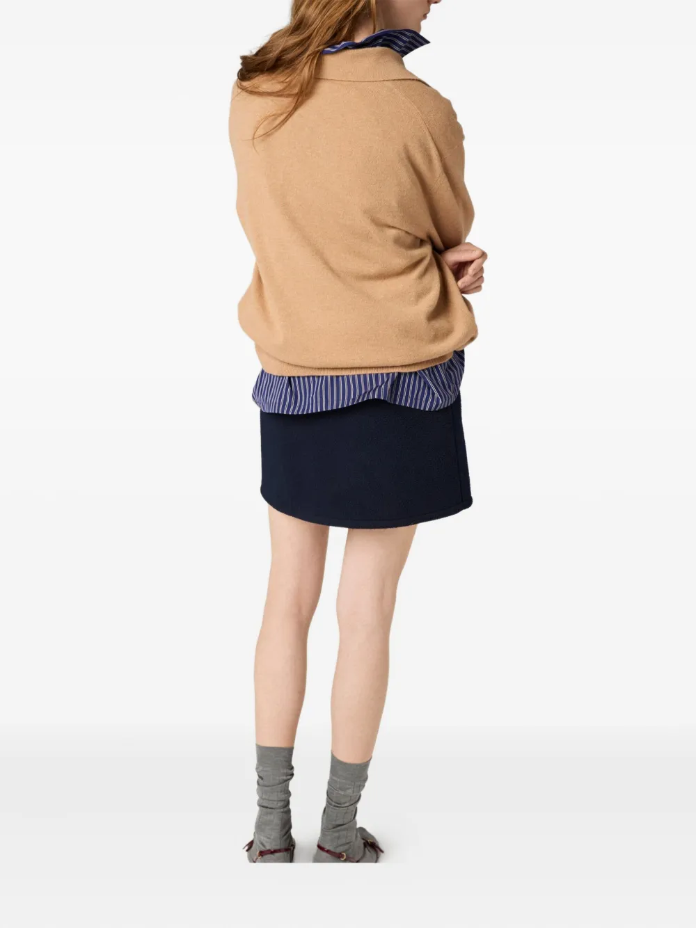 Miu Miu Argyle Pattern Cashmere Sweater With Polo Collar In Multi