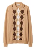 Miu Miu argyle three-button polo sweater - Brown