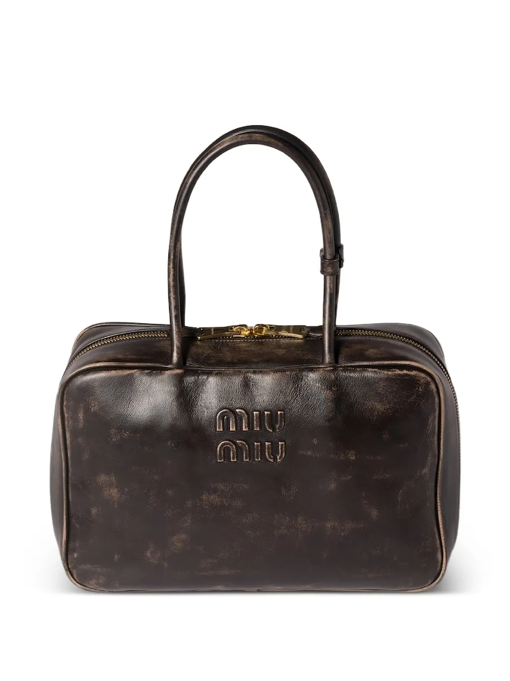 Miu Miu Borsa tote Beau con logo goffrato - Marrone