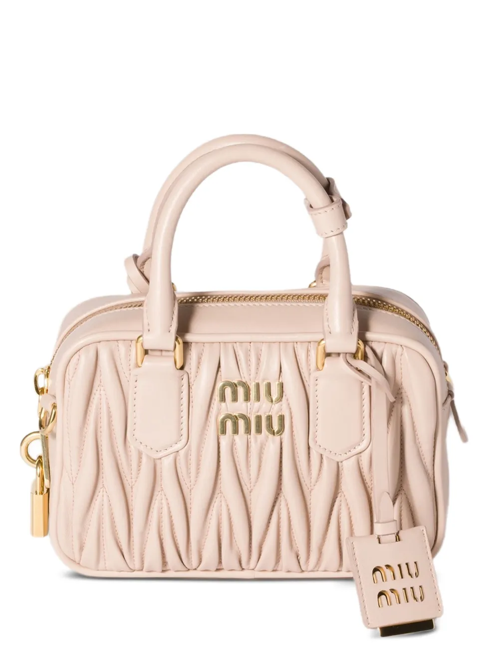 Miu Miu Mini Arcadie Matelassé Leather Bag In Pink