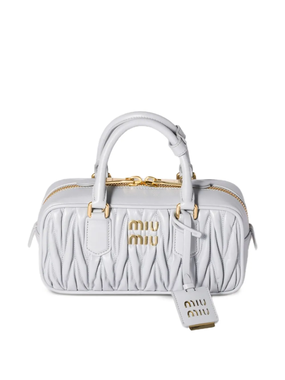 Miu Miu Arcadie Matelassé Leather Tote Bag In Gray