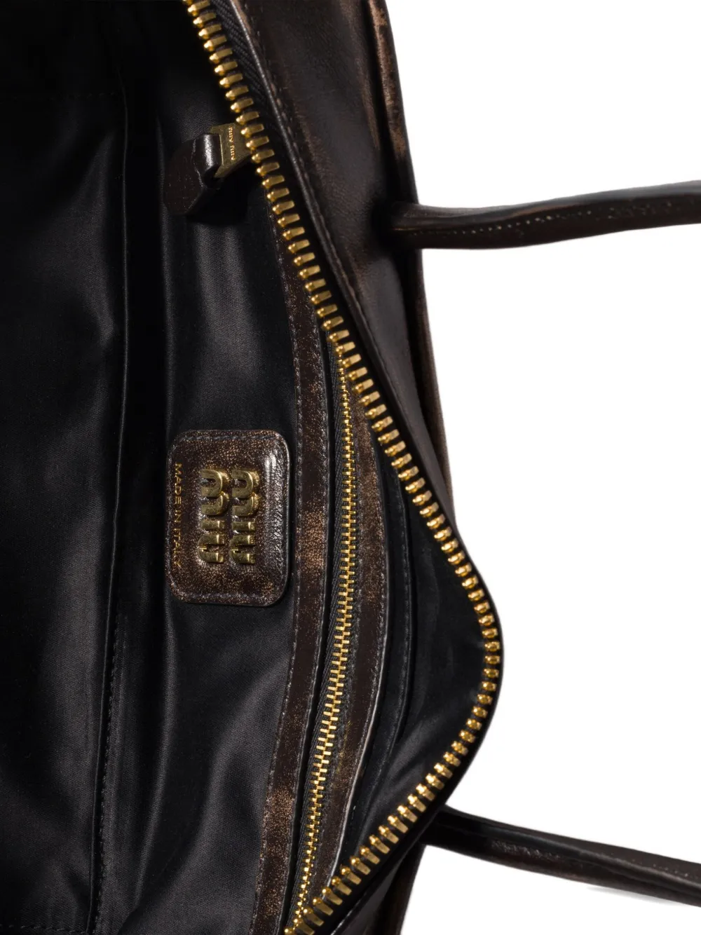 Miu Beau shopper met logo-reliëf Bruin