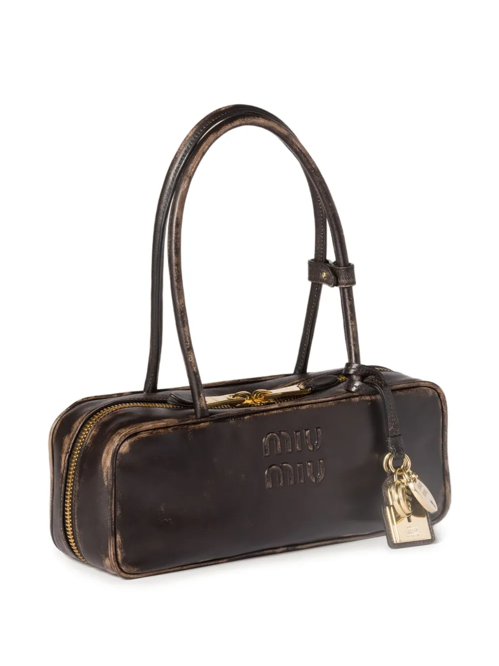 Miu Beau shopper met logo-reliëf Bruin