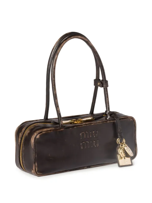 Miu Miu Beau logo-embossed Tote Bag | Brown | FARFETCH