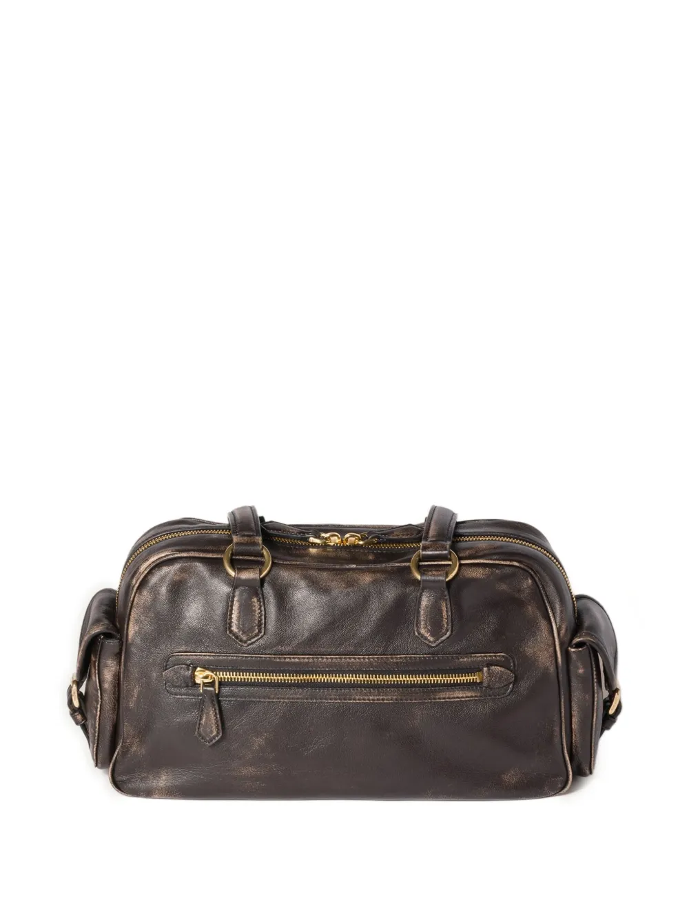 Miu Miu Pocket Logo-embossed Tote Bag In Brown