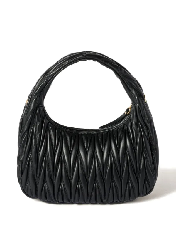 バッグ MIU MIU MATELASSE LEATHER TOTE HAND BAG MIU MIU Matelasse Leather Tote Hand Bag Black Logo Used From