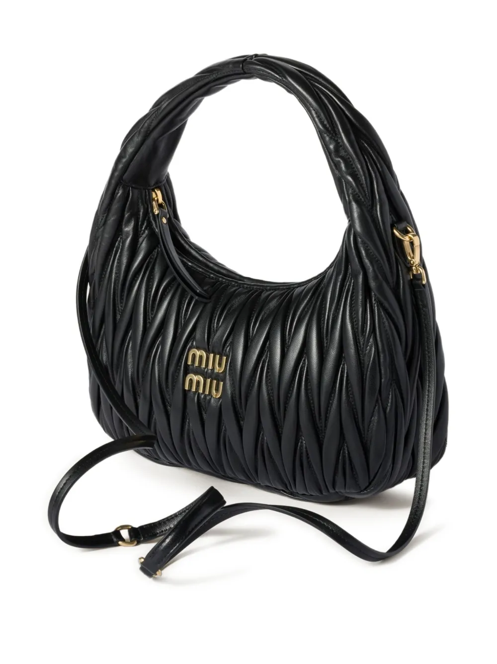 Miu Wander matelassé leather tote bag Zwart