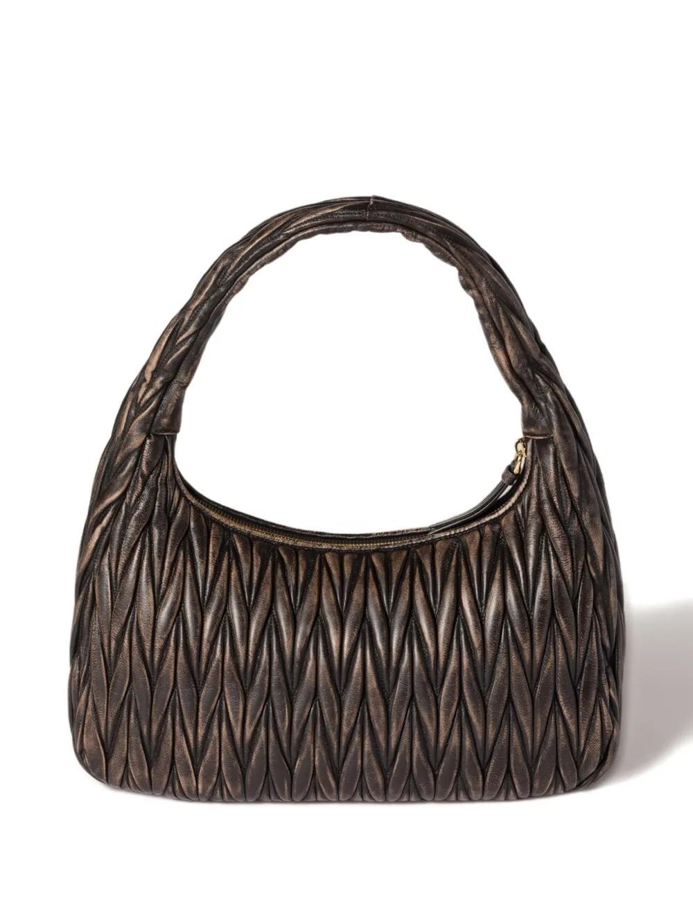 Miu Miu Wander Matelassé Leather Shoulder Bag In Brown