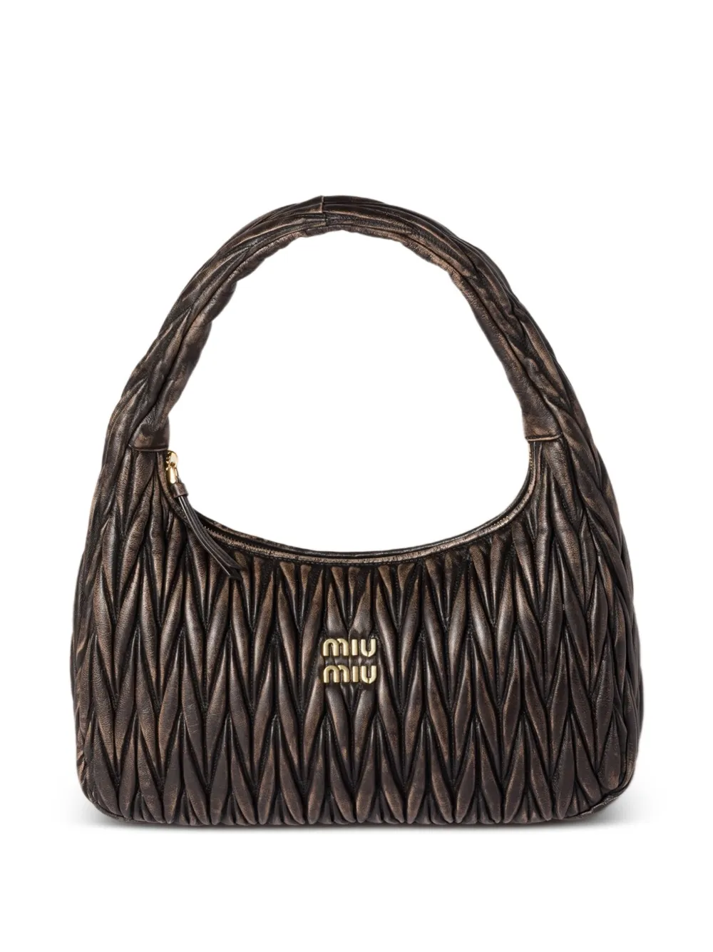 Miu Miu Wander Matelassé Leather Shoulder Bag In Brown