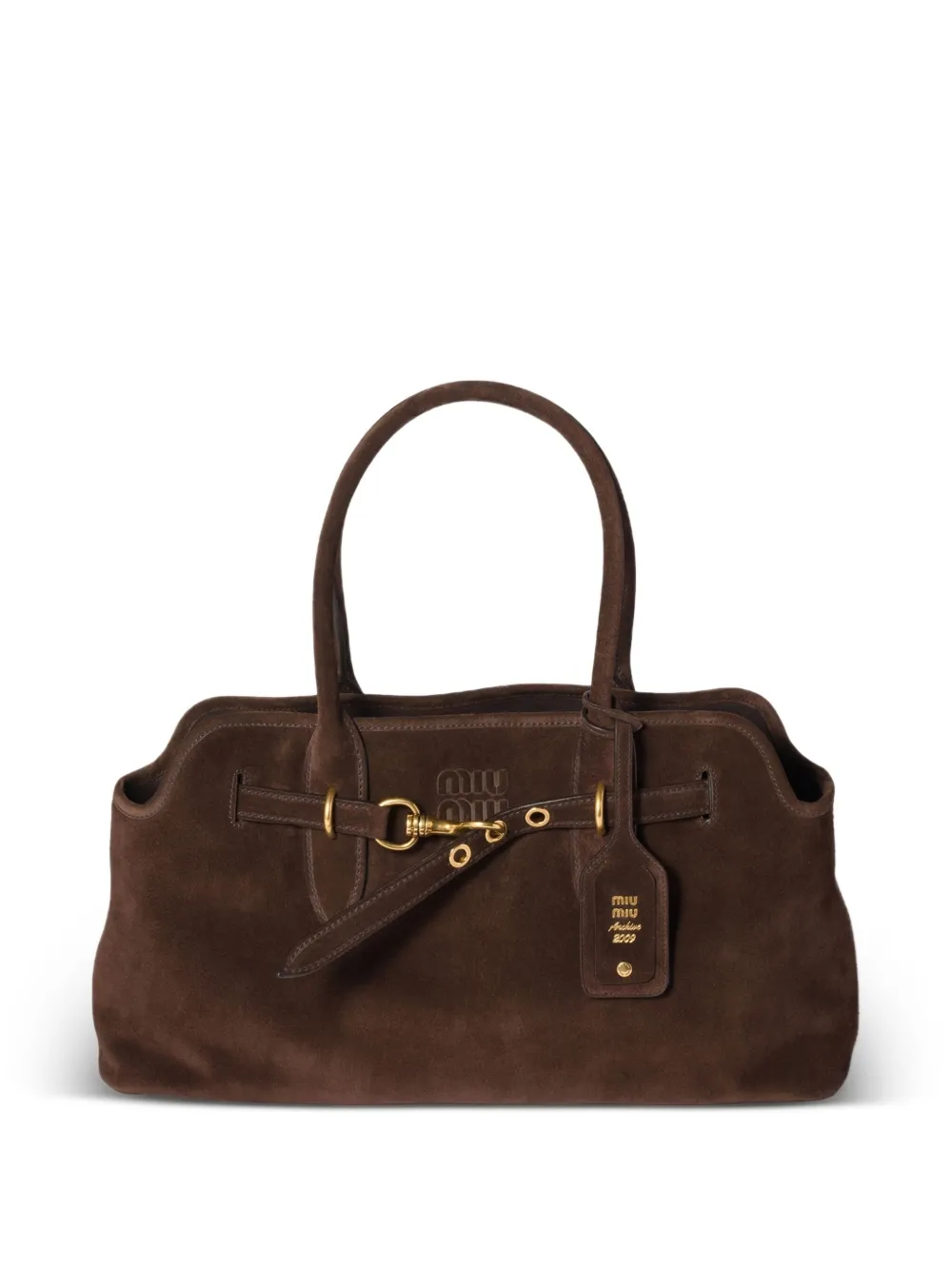 Miu Miu sac cabas Aventure en daim à boucle | marron | Image 1
