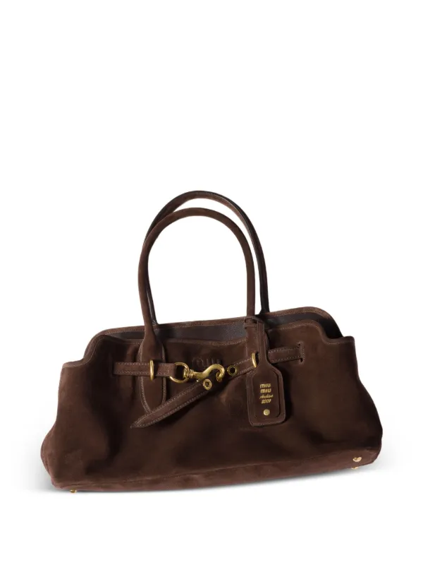 Miu Miu Aventure Suede buckle-fastening Tote Bag | Brown | FARFETCH